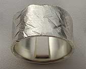 Wide silver designer wedding ring