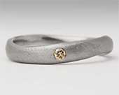Brown diamond silver wedding ring