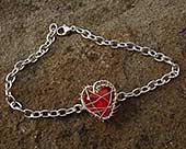 Womens contemporary silver heart bracelet