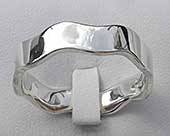 Womens contemporary silver wedding ring