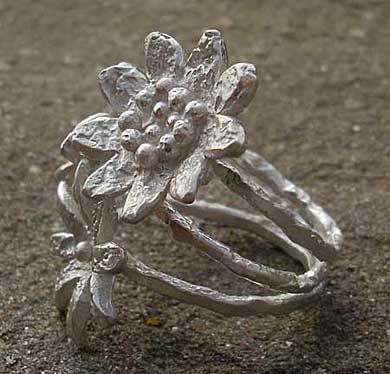 Women's designer silver ring