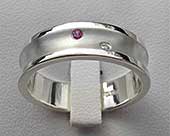 Diamond and sapphire silver wedding ring