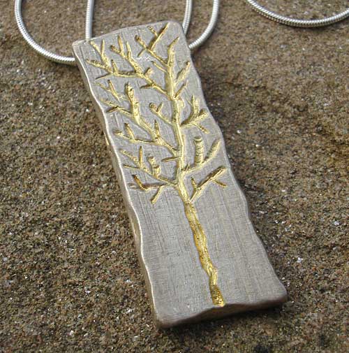 Womens Gold Etched Silver Necklace LOVE2HAVE in the UK