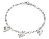 Womens Gold & Sterling Silver Heart Bracelet