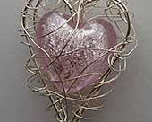 Womens handmade pink heart necklace