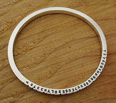 Womens personalised silver bangle