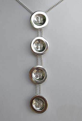 womens silver button necklace