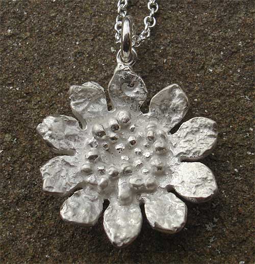 Womens silver designer sunflower necklace