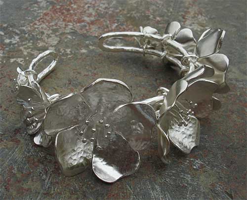 women's silver flower cuff bracelet