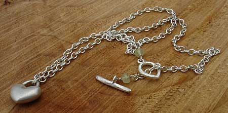 womens silver heart chain necklace