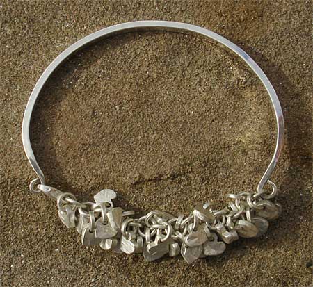 women's silver hearts bracelet