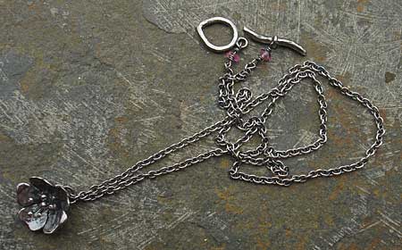 women's silver rose necklace