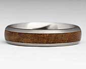 Womens Wood Inlay Titanium Wedding Ring