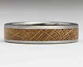 Wood inlay titanium wedding ring