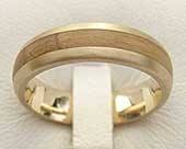 Wood inlay gold wedding ring