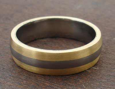 yellow gold and titanium wedding ring