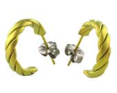 Yellow rope work titanium hoop earrings