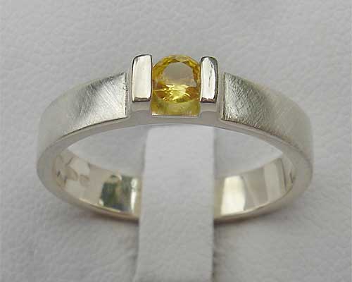 yellow sapphire silver engagement ring